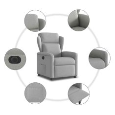 Vidaxl Električni naslanjač sivo blago