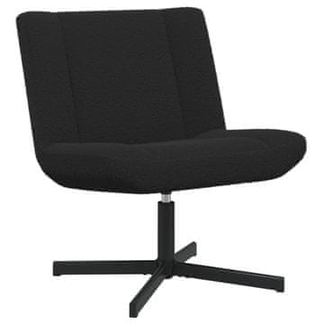 Vidaxl Vrtljiv stol Črna 63 x 75 x 76 cm Ovčja koža