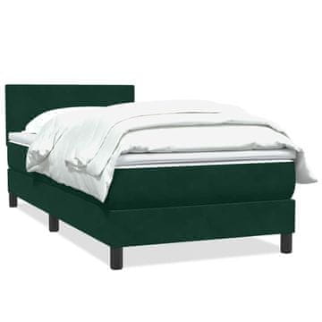 Vidaxl Box spring postelja z vzmetnico temno zelena 80x220 cm žamet