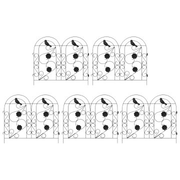 Vrtna ograja 5 pcs Črna Jeklo