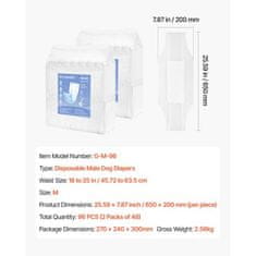 VEVOR Enkratne plenice za pse moške 65x20 cm M 96 kosov