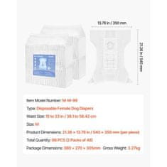 VEVOR Enkratne plenice za pse ženske 540x350 mm M 96 kosov