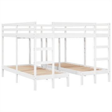 Vidaxl Okvir za trojni pograd bel 200x200/80x200 cm trdna borovina