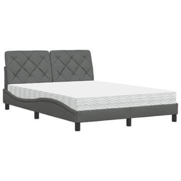 Vidaxl Postelja z vzmetnico temno siva 120x200 cm blago