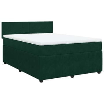 Vidaxl Box spring postelja z vzmetnico temno zelen 140x190 cm žamet
