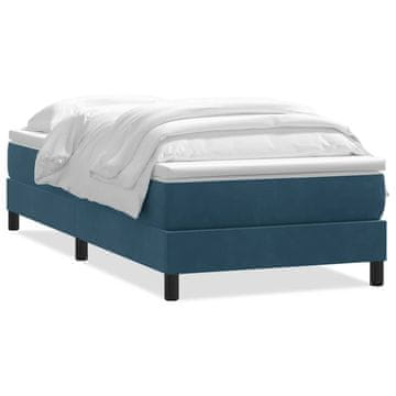 Vidaxl Box spring postelja z vzmetnico temno modra 80x220 cm žamet