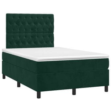 Vidaxl Box spring postelja z vzmetnico temno zelen 120x190 cm žamet