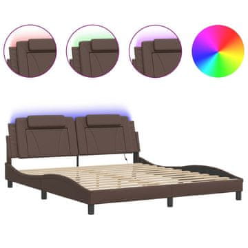Vidaxl Posteljni okvir Viana z LED brez vzmetnice siv 180x200 cm