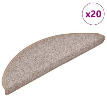 Vidaxl Stopniščne preproge 20 kosov 56x17x3 cm svetlo rjave polkrožne