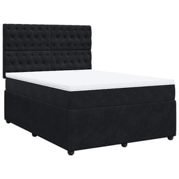 Vidaxl Box spring postelja z vzmetnico črna 140x200 cm žamet