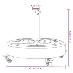 Vidaxl Podstavek za senčnik s kolesi za drog Ø38/48 mm 27 kg okrogel