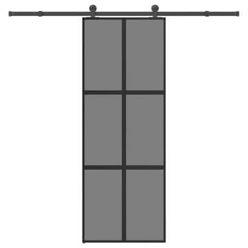 Vidaxl Drsna vrata z opremo 76x205 cm kaljeno steklo in aluminij