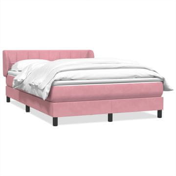 Vidaxl Box spring postelja z vzmetnico roza 140x220 cm žamet