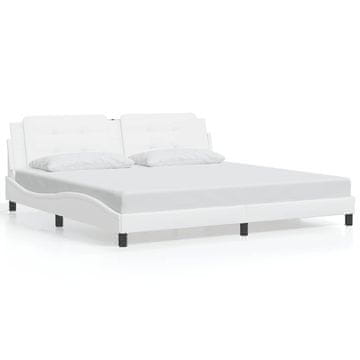 Vidaxl Posteljni okvir brez vzmetnice Zadar bel 200x200 cm umetno usnje