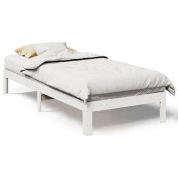 Vidaxl Posteljni okvir brez vzmetnice bel 90x200 cm trdna borovina