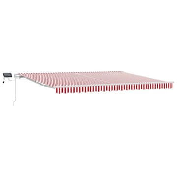 Vidaxl Retraktilna tenda Rdeča in bela 450 × 350 cm Tkanina in jeklo