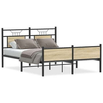 Vidaxl Posteljni okvir brez vzmetnice hrast 137x190 cm inženirski les