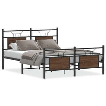 Vidaxl Posteljni okvir brez vzmetnice rjavi hrast 150x200 cm inž. les