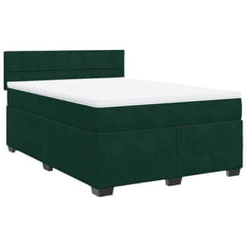 Vidaxl Box spring postelja z vzmetnico temno zelen 140x190 cm žamet