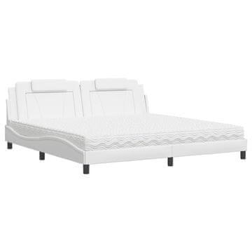 Vidaxl Postelja z vzmetnico Viana bela 200x200 cm umetno usnje