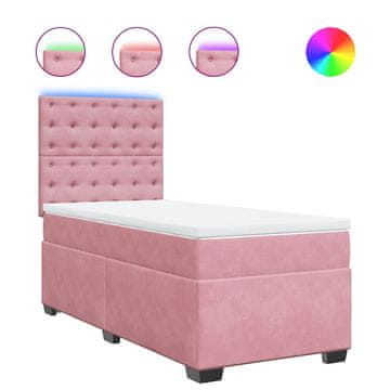 Vidaxl Box spring postelja z vzmetnico roza 80x200 cm žamet