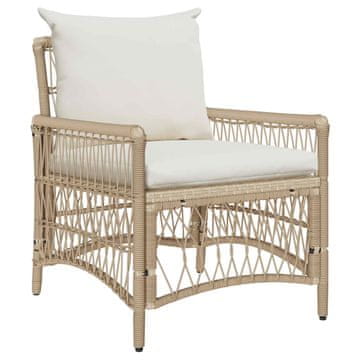 Vidaxl Vrtni Stol z blazino Bež 73 x 61 x 77 cm poli ratan