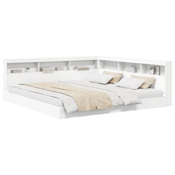 Vidaxl Polica postelja z vzglavjem Bela 180 x 200 cm Konstruiran les