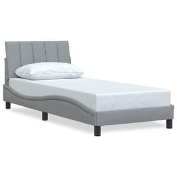 Vidaxl Posteljni okvir brez vzmetnice Hanko svetlo siv 80x200 cm blago
