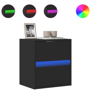 Vidaxl Stenska TV omarica z LED lučkami črna 41x31x45 cm