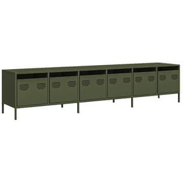 Vidaxl TV omarica olivno zelena 202x39x43,5 cm hladno valjano jeklo
