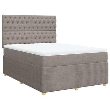 Vidaxl Box spring postelja z vzmetnico taupe 140x190 cm blago
