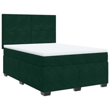Vidaxl Box spring postelja z vzmetnico temno zelen 140x190 cm žamet