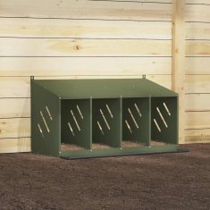 Vidaxl Piščančja gnezdilnica s 4 predali olivno zelena kovina