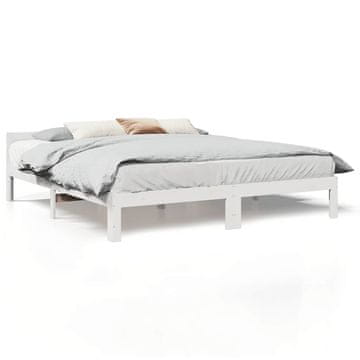Vidaxl Posteljni okvir brez vzmetnice bel 160x200 cm trdna borovina