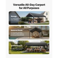 VEVOR Avto nadstrešek 305x609x287 m Siva