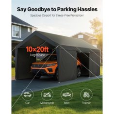 VEVOR Avto nadstrešek 305x609x287 m Siva