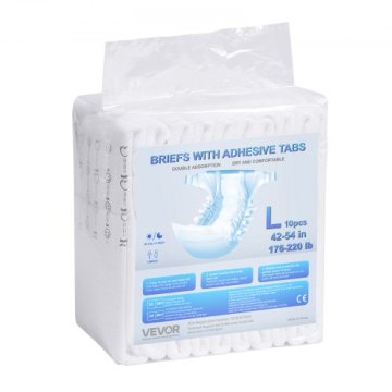 VEVOR Odrasle plenice z lepilnimi trakovi velikost L 80x96 cm bele barve