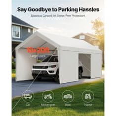 VEVOR Avto nadstrešek 305x609x287 m bel