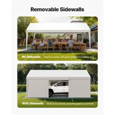 VEVOR Avto nadstrešek 305x609x287 m bel