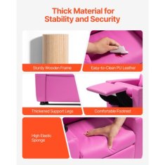 VEVOR Otroški naslanjač 565x515x655 cm roza