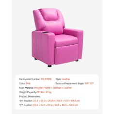 VEVOR Otroški naslanjač 565x515x655 cm roza