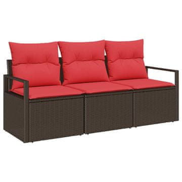 Vidaxl Kavčna garnitura 3 pcs Rjava poli ratan