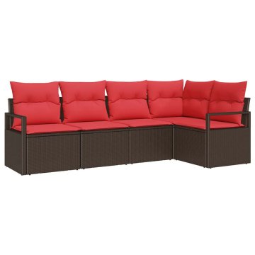 Vidaxl Kavčna garnitura 5 pcs Rjava poli ratan