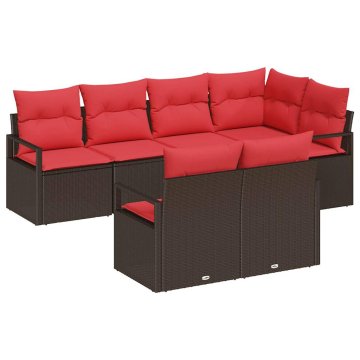 Vidaxl Kavčna garnitura 7 pcs Rjava poli ratan