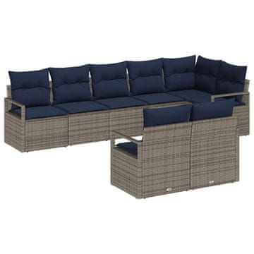 Vidaxl Kavčna garnitura 8 pcs Siva poli ratan