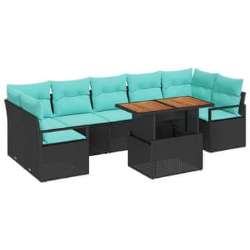 Vidaxl Vrtna sedežna garnitura z blazino 8 szt. Črna in Teal