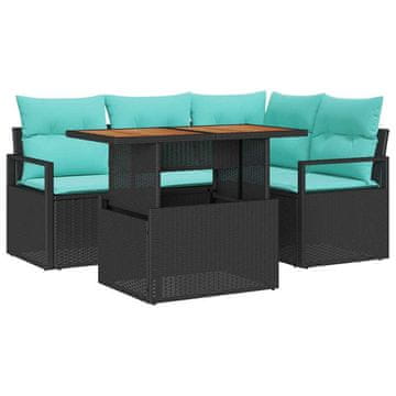 Vidaxl Komplet za jedilnico v vrtu z blazino 5 szt. Črna in Teal