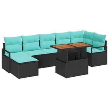 Vidaxl Komplet za jedilnico v vrtu z blazino 8 szt. Črna in Teal