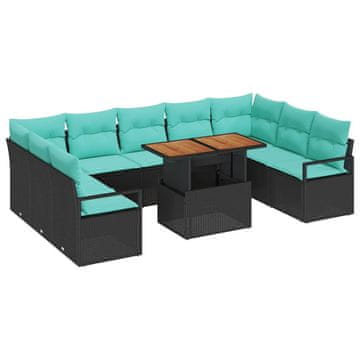 Vidaxl Vrtna sedežna garnitura z blazino 10 szt. Črna in Teal