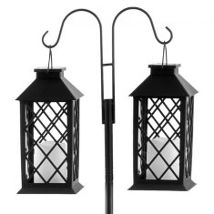 VEVOR Dvojni zunanji vrtni obešalnik Shepherds Hooks 295x250x1950 mm Črn